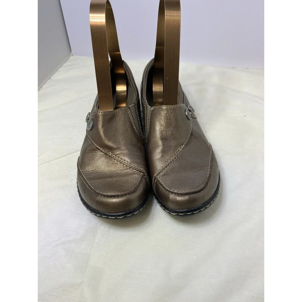 Clarks Womens Ashland Lane Loafer Size 7 M Bronze Leather Shoe Shootie Flat - Picture 5 of 8